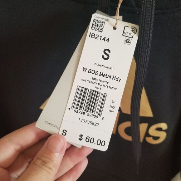 NWT ADIDAS Black Hoodie Sweatshirt - Picture 4 of 5